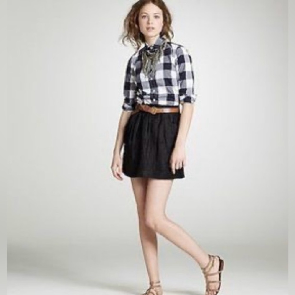 J Crew linen charter mini skirt in black size 2